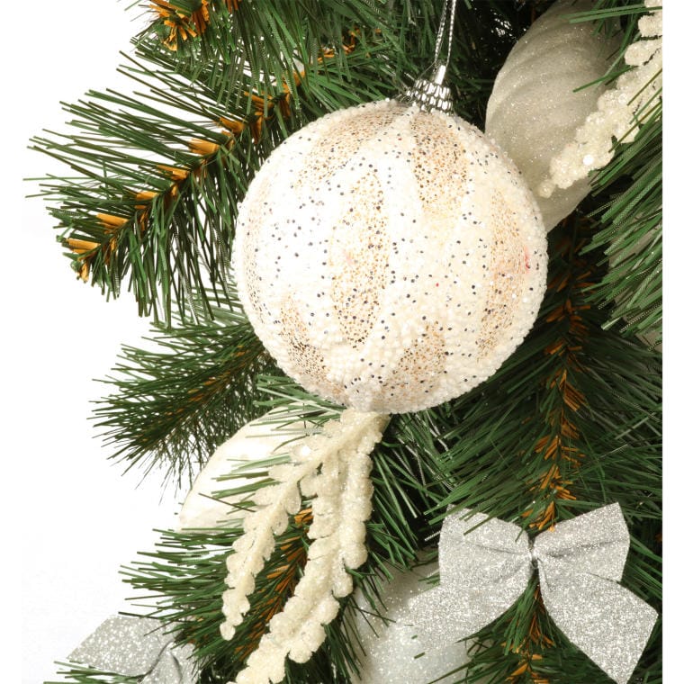 White and Gold Styrofoam Bauble with Glitter