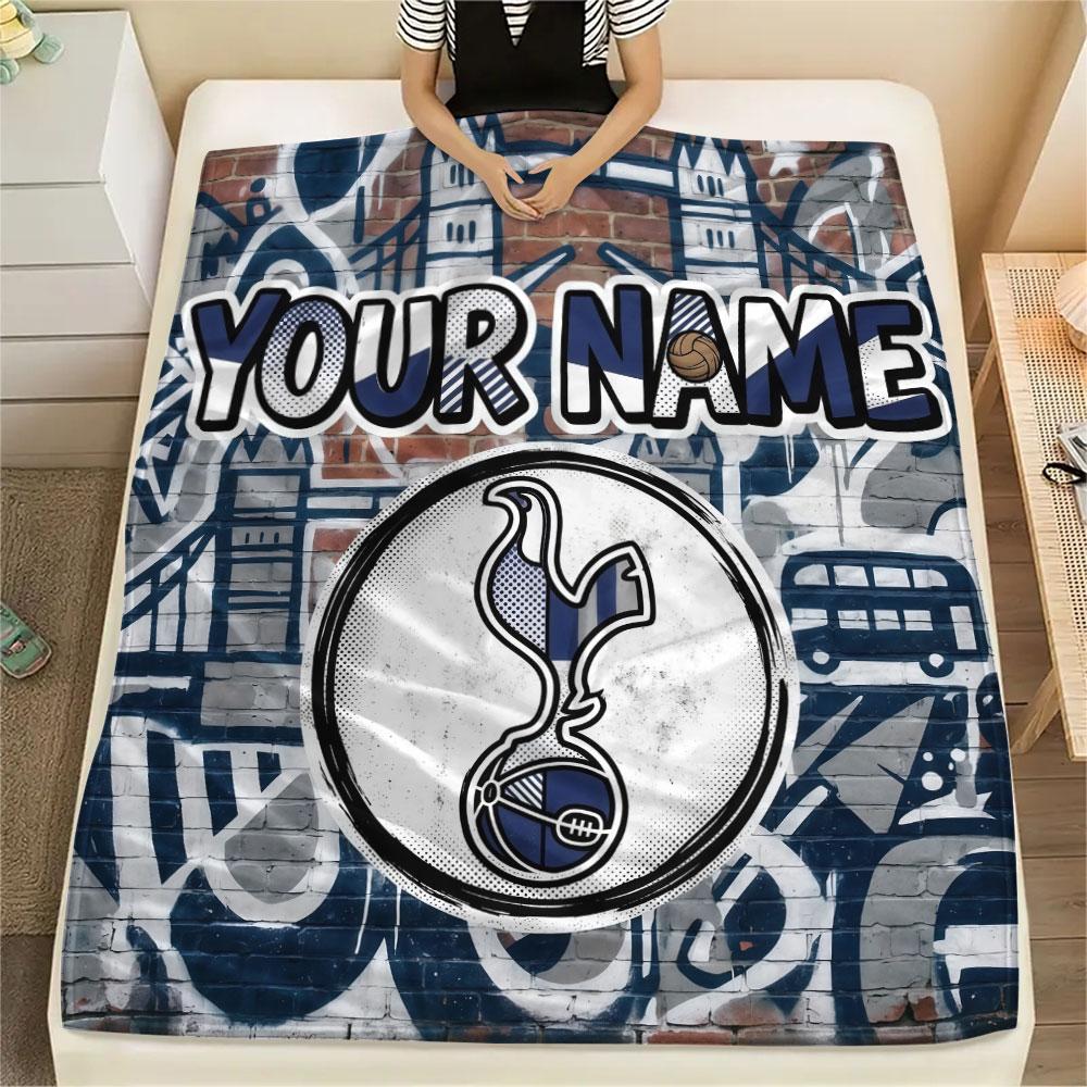 Custom Name,Tottenham Hotspur FC Printed Flannel Blanket, Soft Throw for Bedroom Sofa, Washable, Christmas Present, Great Gift.