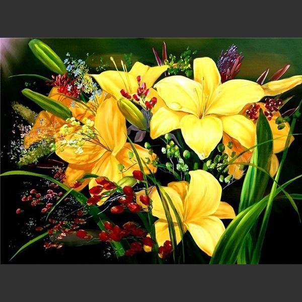 

5D DIY Алмазная картина Красивый золотой цветочный горшок Алмазная вышивка Набор для вышивки крестом Полный горный хрусталь Мозаика Домашний декор Square 20x30cm