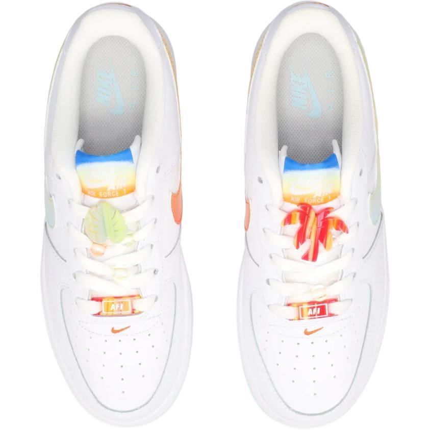 Nike Air Force 1 Lv8 Low Top Skateboard Shoes White Blue Orange Unisex Kids' IB8890-191