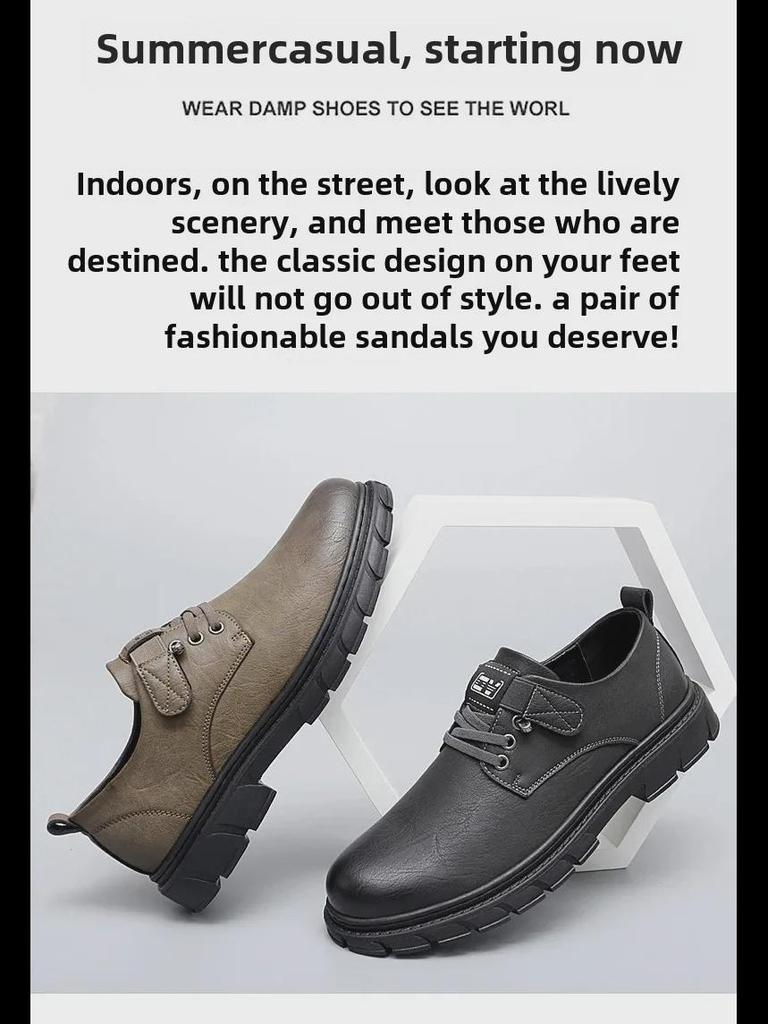 Męskie skórzane wsuwane buty do pracy i na co dzień z ochroną palców