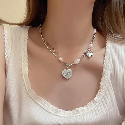 AMOR Collar con Colgante de Perla Irregular Moda Elegante para Niña Simple Versátil para Fiesta Cadena de Verano Accesorios