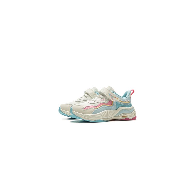Li Ning Kids Sports Lifestyle Series Comfortable Soft Versatile Trendy Simple Low-Top Casual Shoes Kids Sneaker Off-White Light-Sky-Blue YKNV006-4
