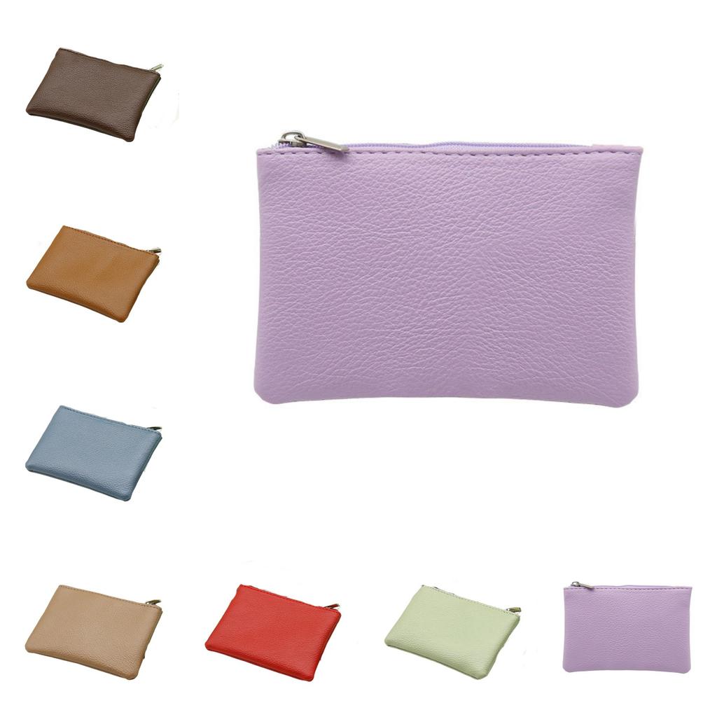 2Pcs Zipper Coin Purse Wallet Small  Portable Change Wallets for Women PU Clutch Travel Lightweight Storage