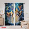 2pcs,2D Plane Printing Popular Curtains Enchanted Kittens Polyester Fabric (without Rod) Festive Perfect for Living Room,