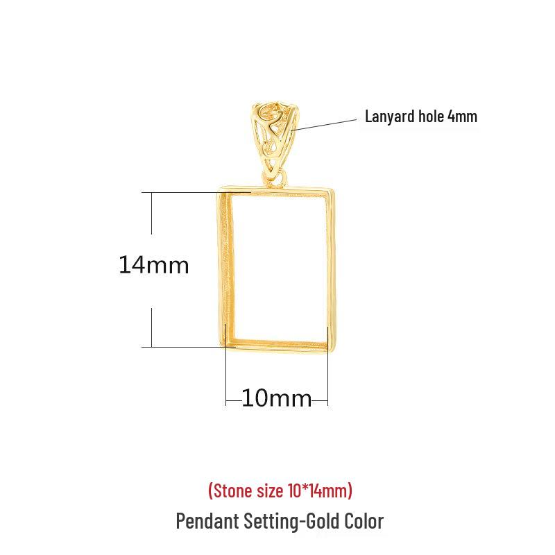 

925 Sterling Silver Retro Square Pendant Setting for DIY Inlaid Amber Jade Jewelry for Men and Women