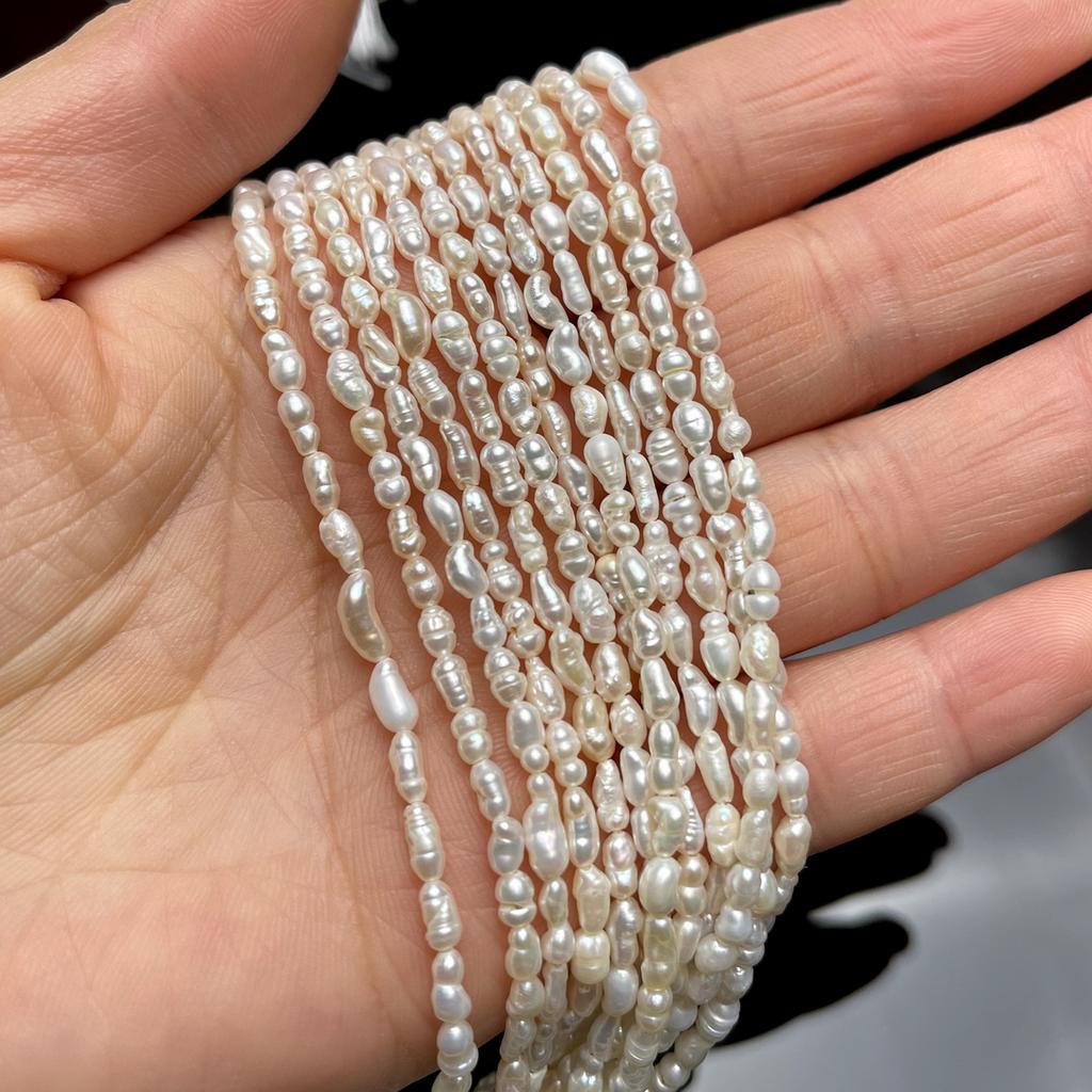 1String, White Natural Freshwater Pearls, Handmade Rice Pearl Beads, 2-3 Mm, for DIY Necklace Accessories, Jewelry Making, Women Gift, 36 Cm