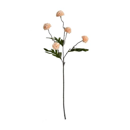 Artificial Pompon Mum, 5 Heads Faux Mini Chrysanthemums Ball, Small Fake Flower Stem for Vase Filler, DIY Bouquet, Autumn Table Centerpiece, Flower
