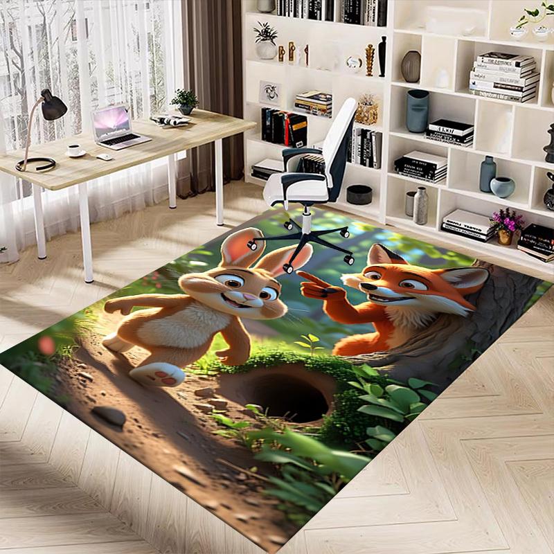 1pc Rabbit Fox Carpet Anti Slip Polyester Floor Mat for office.Bedroom