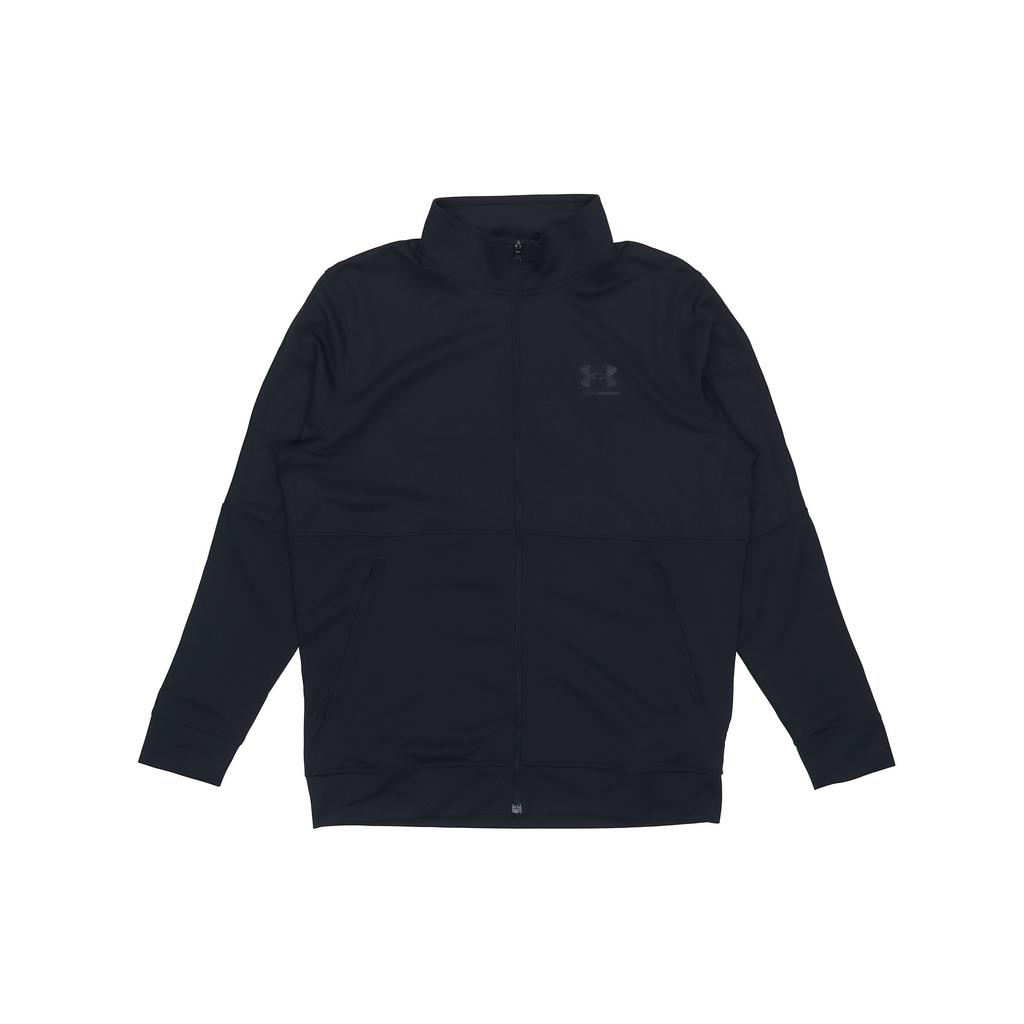 Under Armour Pique Track Jacket Breathable Zip-Up Collar Men Black 1366202-001