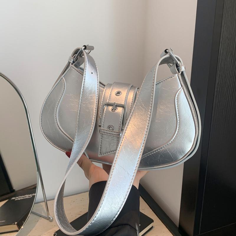 Vintage PU Leather Armpit Bag for Women Shoulder Bag Chic Red Blue Underarm Bag High Quality Solid Classic Handbag