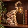 Elephant Lantern Decor Vintage Lantern Decorative Light Resin Retro Table Lamp with Bird Cage Desk Light Design for Home Decor Creative Desktop