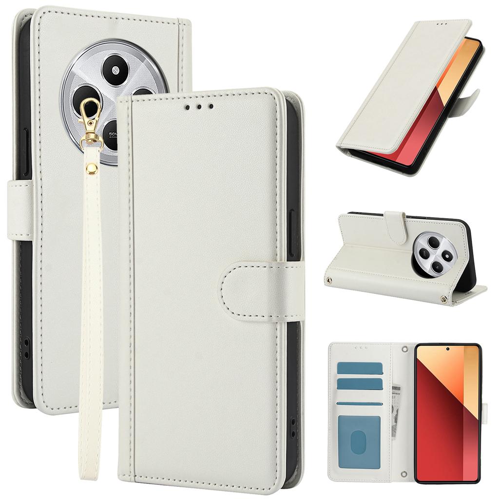For Xiaomi Poco C75 4G/Redmi 14R 5G/14C 4G Case PU Leather Stand View Phone Wallet Cover with Shoulder Strap