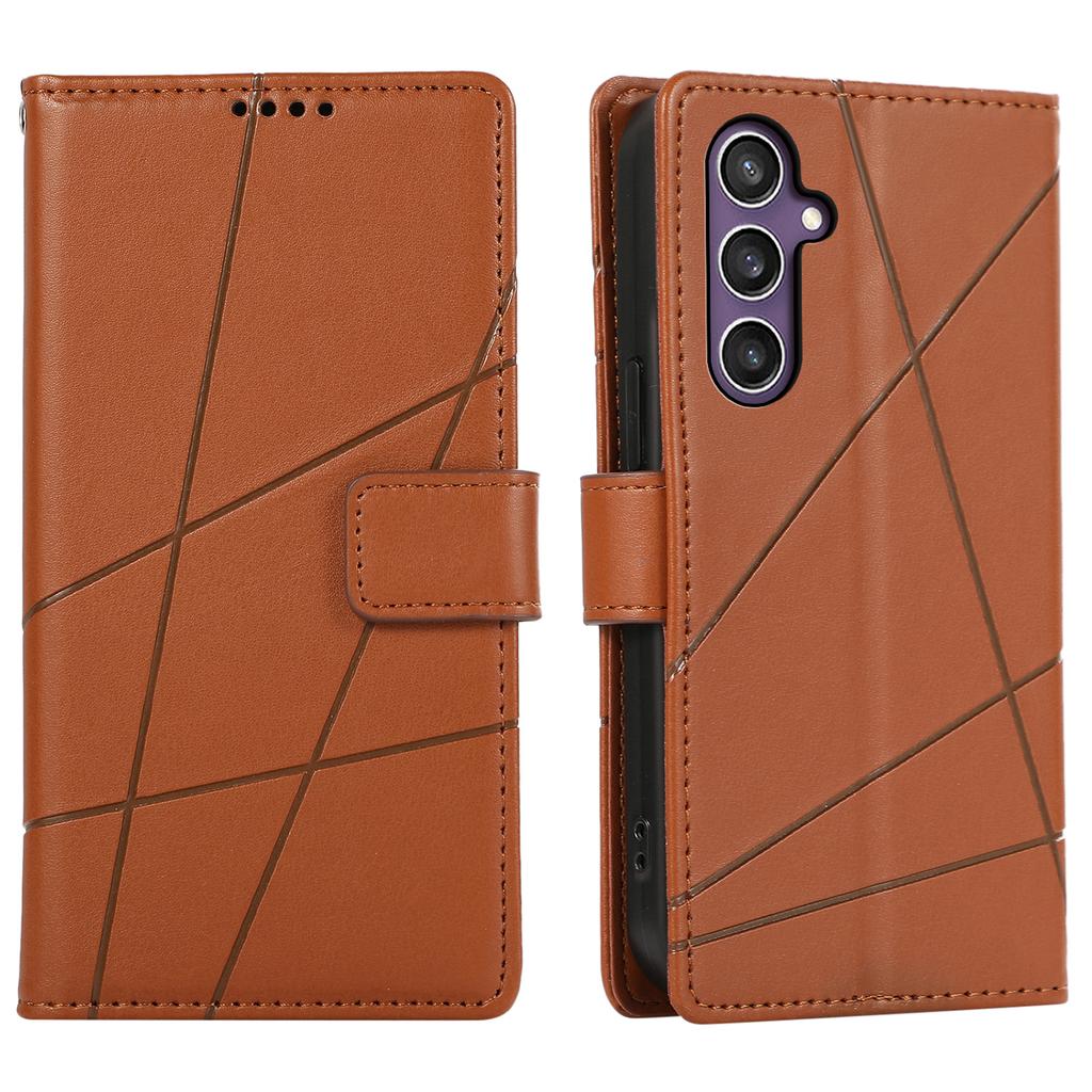 DF-06 For Samsung Galaxy S25 Phone Case Line Imprint Leather Wallet Cover