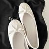 Sheepskin version~ round head French bow ballet shoes women's shallow mouth one pedal temperament flat Mary Jane single shoes