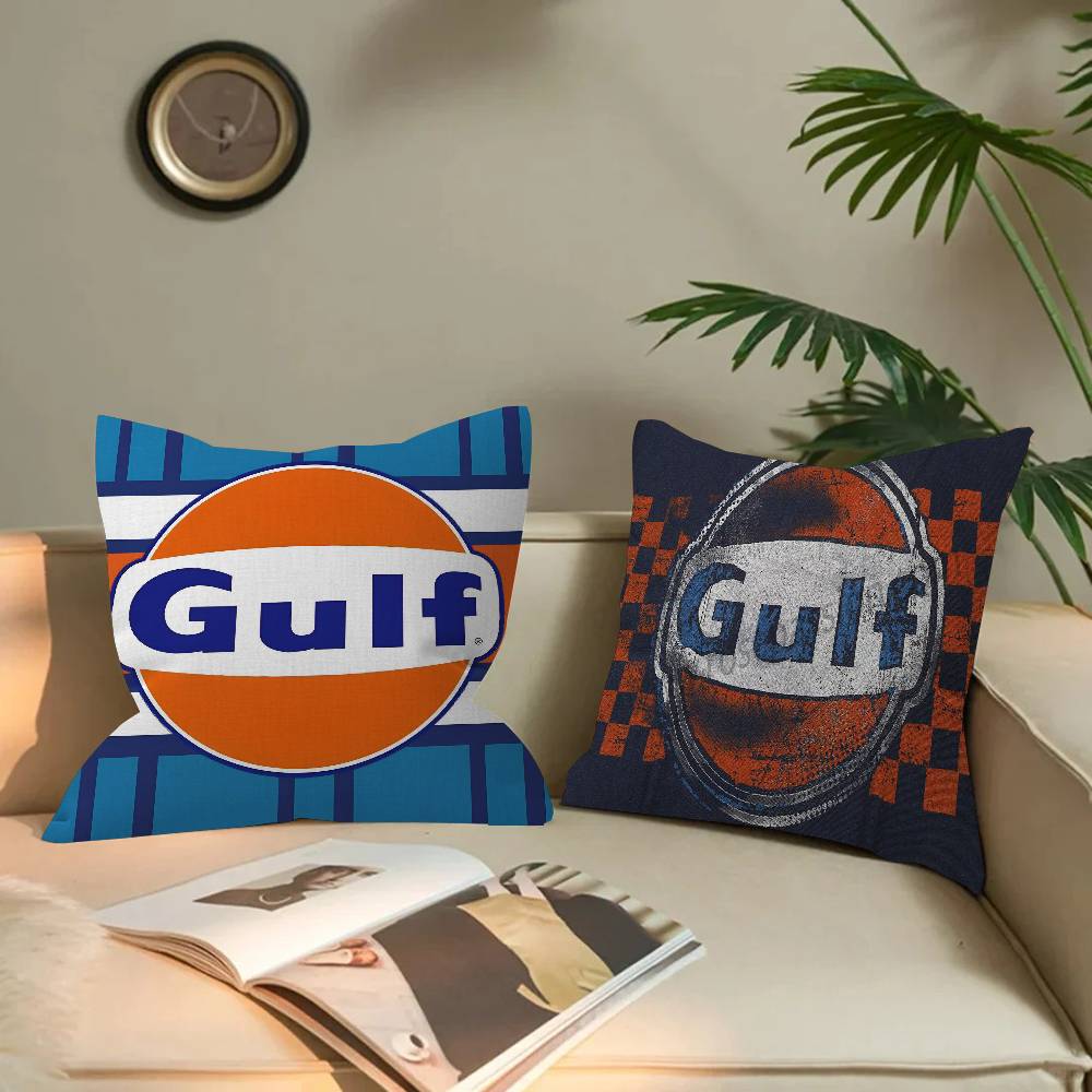 G-Gulf Racing Car Logo Pillow Covers Cartoon Sofa Decorative Home Double-sided Printing Short Plush Cute Cushion Cover