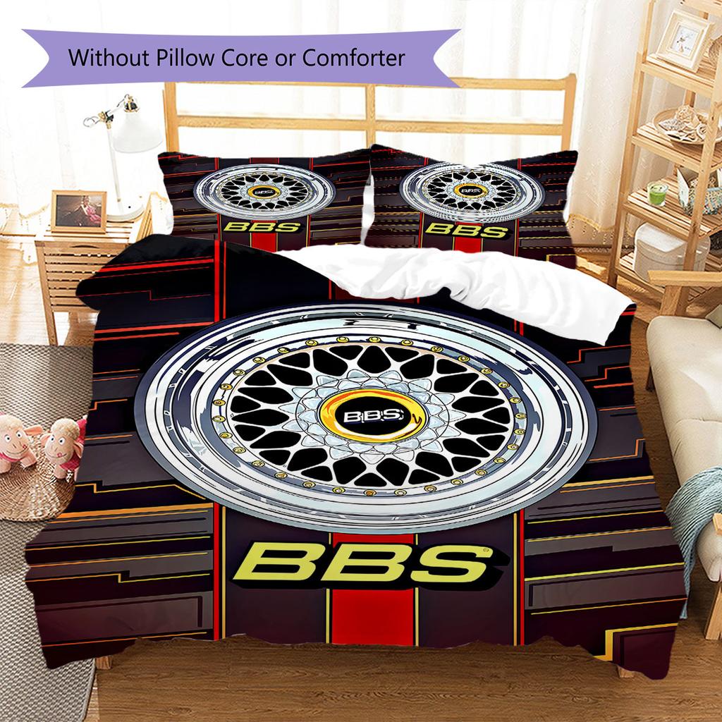 BBS Pattern Bedding,Quilt Set Quilt Cover Pillowcase Home Birthday Gift(1 * Duvet Cover + 2 * Pillowcase, Without Core)