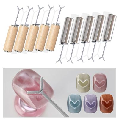 5Pcs Cat Eye Nail Magnets Nail Magnet Set with 5Pcs Y Shaped Iron Wire Cat Eye Magnet Wand Cat Eye Nail Art Tool for Women Girls