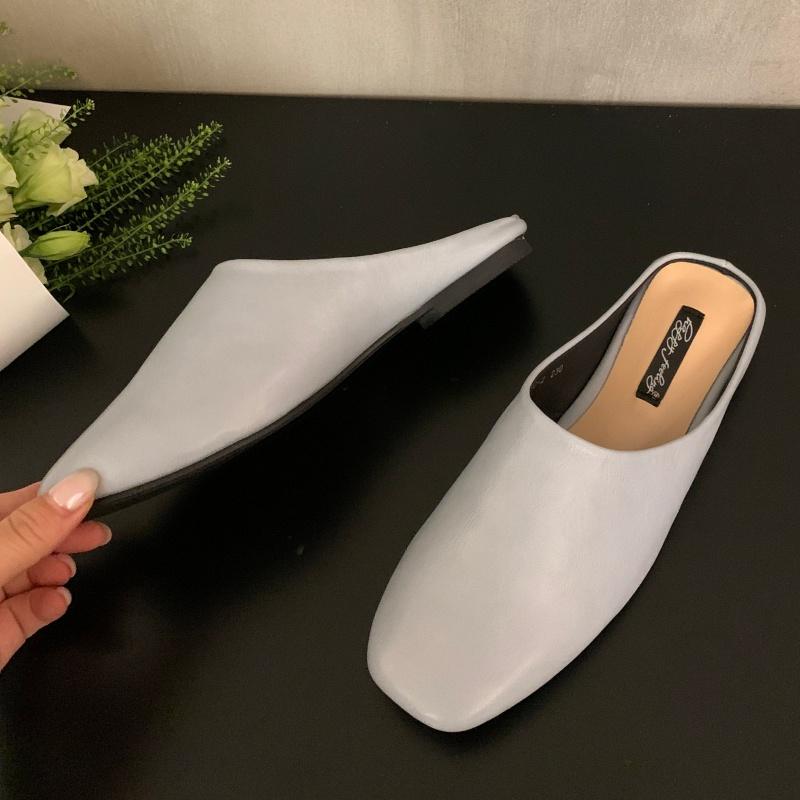 Bailamos Brand Women  Slippers Square Toe Sandals Mules Slippers Slides Women Simple Slippers Comfortable Office Mule Shoes Muje