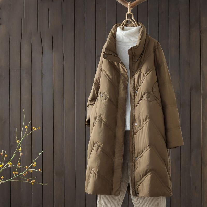 Medium and long down jacket women's clothing 2024 winter new explosion large size thin fashion high-end white duck down jacket