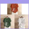 Cotton Linen T Shirt For Women With Animal Print Vintage Style Loose Fit Casual Top