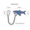 Cartoon Cute Rabbit Holding Shark Dinosaur Chain Lapel Pins Manga Anime Animal Brooches For Kids Backpack Bag Badge Gift