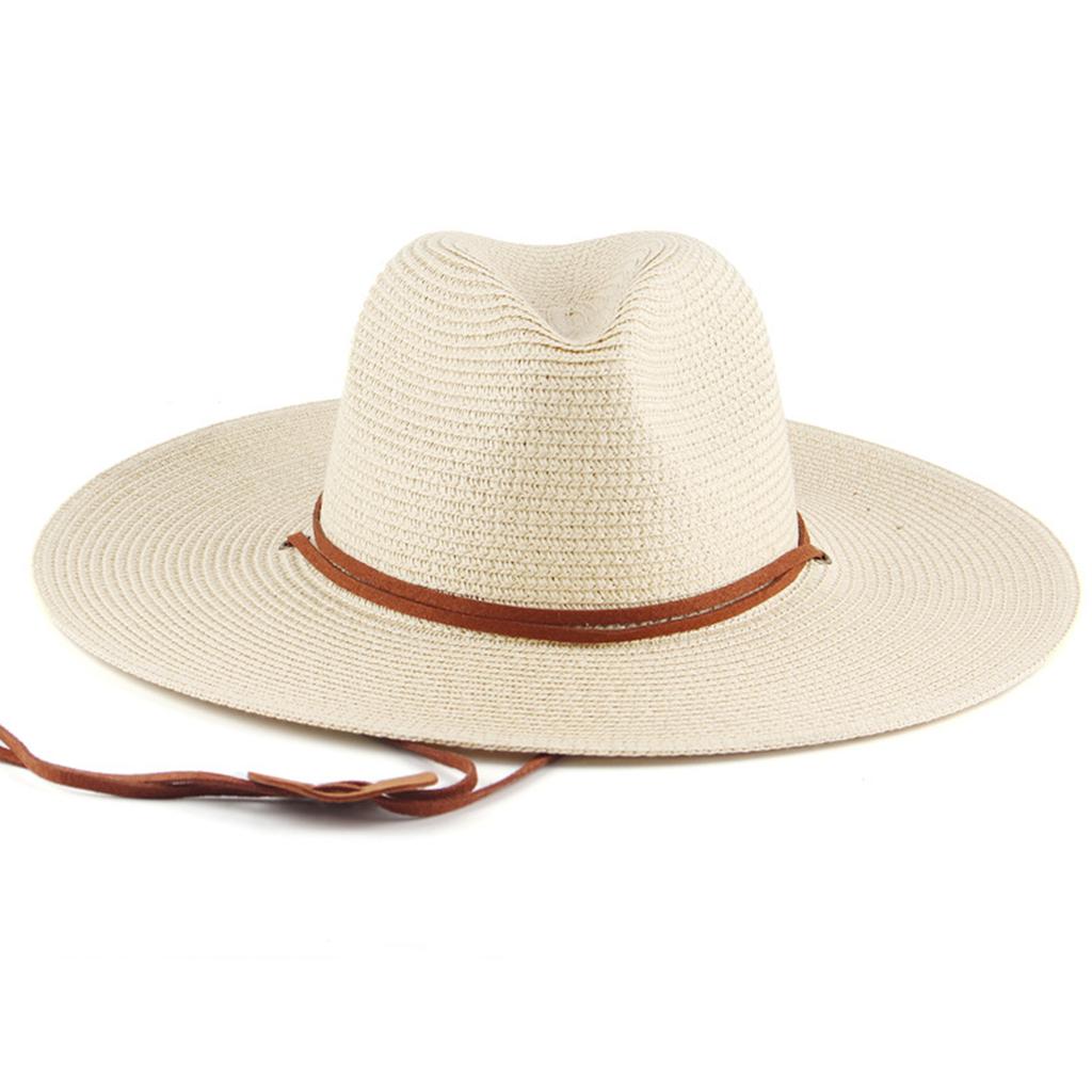 Weaving Straw Hat for Adult Beach Getaways Straw Weaving Hat Breathable Adult Sunproof Hat with Adjustable Chin Rope
