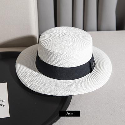 Fashion straw weaving travel sunshade sunscreen hat small flat top straw hat casual versatile hot-selling