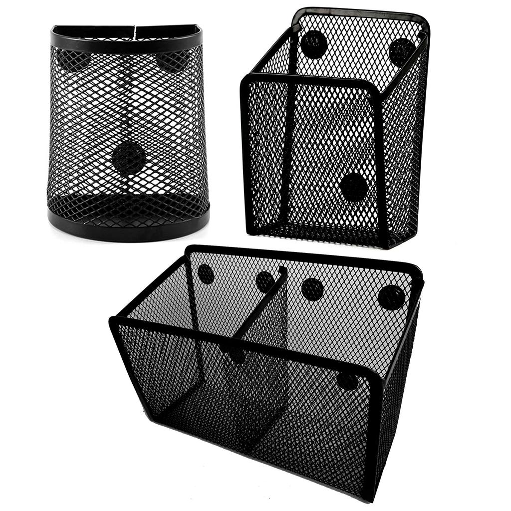 Mesh Magnetic Pencil Holder Metal Stationary Organizer Desktop Stationery Storage Mesh Basket for Refrigerator Locker Office