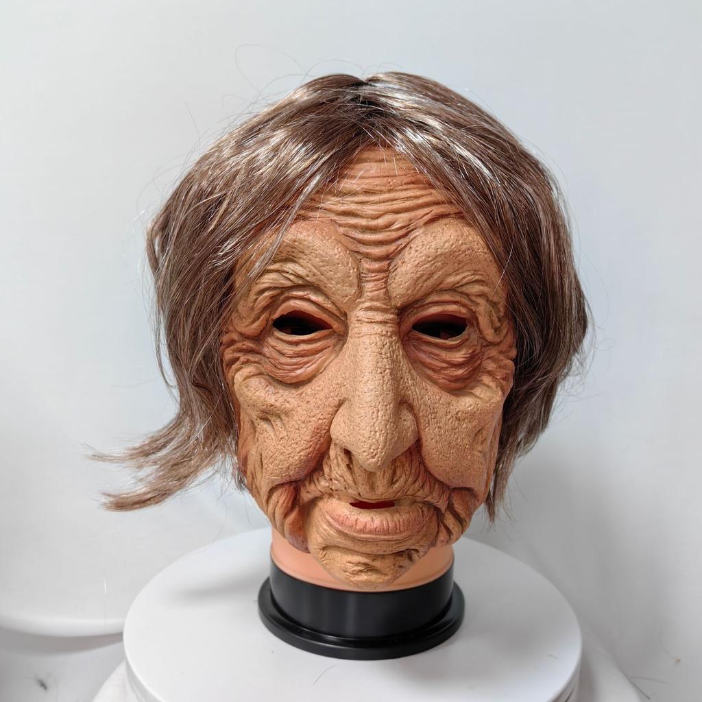 Halloween-Hexenmaske mit weißem Gesicht und Augen, furchterregender Dämonen-Kopfschmuck Cosplay Exorzistenmaske