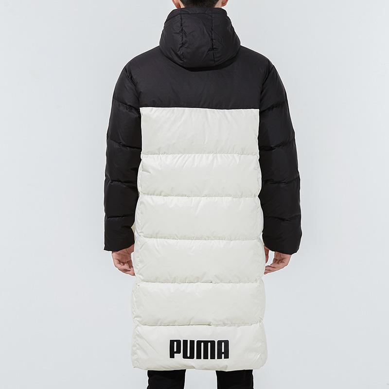 Puma Logo Print Long Down Jacket With Hood Men Outerwear Milk-White 846321-73