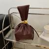 Luxury Designer Soft Leather Clutch Bag Women Pleated Mini Bucket Pouch with Temperament Side Zipper for Party Evening