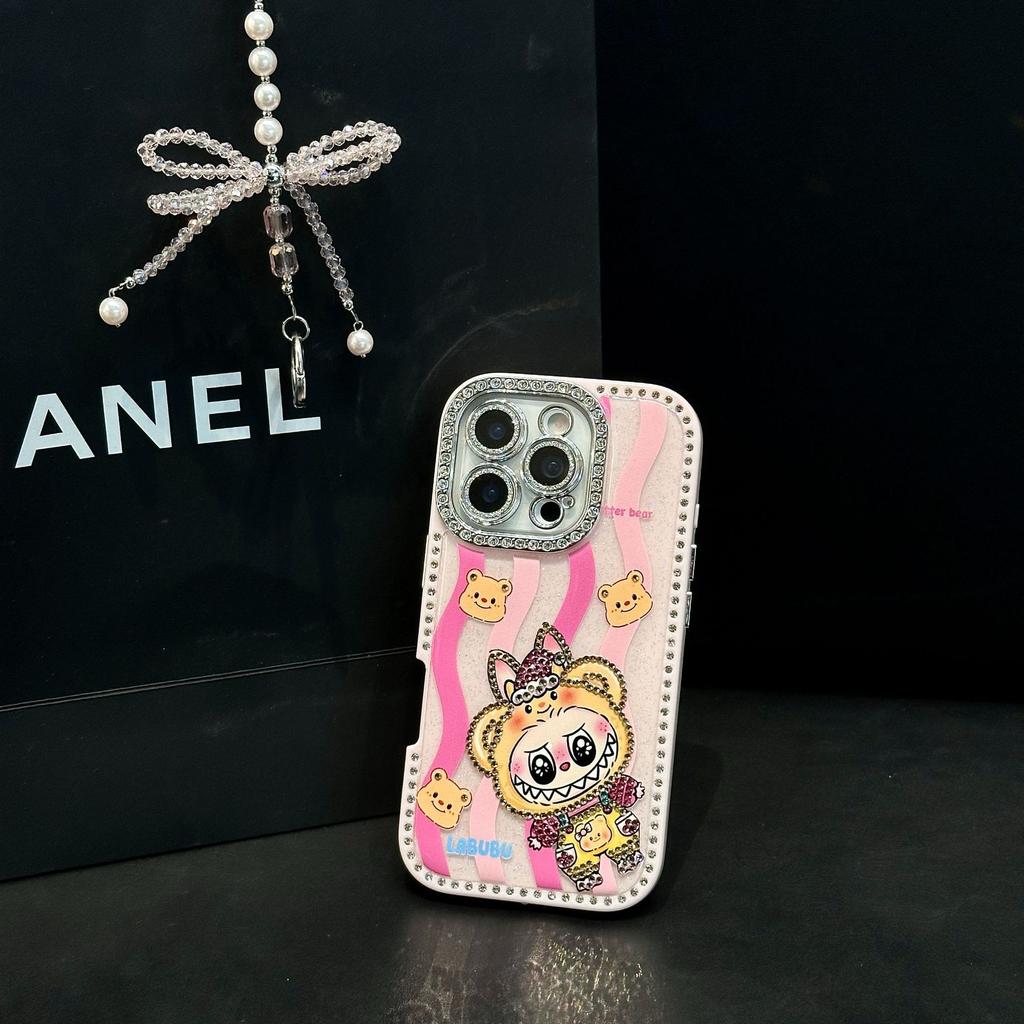 Flash Diamond Cat Labu Cloth Is Suitable for IPhone16promax Mobile Phone Case Apple 15pro All-inclusive 1413p Stand