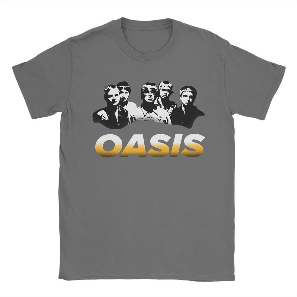 Funny O-Oasis Band Vintage T-Shirt Men 100%Cotton Short Sleeve  Round Neck Summer Clothes