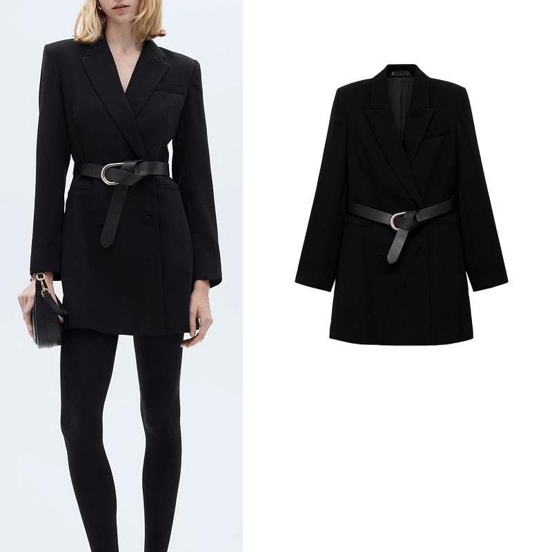 Fall and Winter New Women's Clothing Business Casual Belt Decorative Suit Outwear Mini Dress 87070630