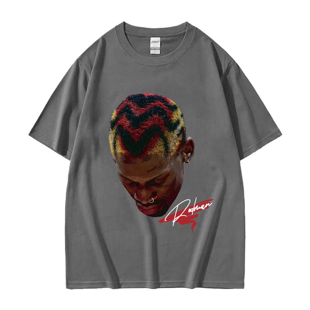 Hot Basketball Boys The Worm Dennis Rodman Graphic Tee Shirt Men's Hip Hop Fashion Punk Streetwear Male Cotton Oversized T Shirt