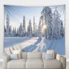 Home Decoration Jul Vinter Skog Landskap Utskrift Polyester Polsk på veggen hengende rom bakgrunn tapiz