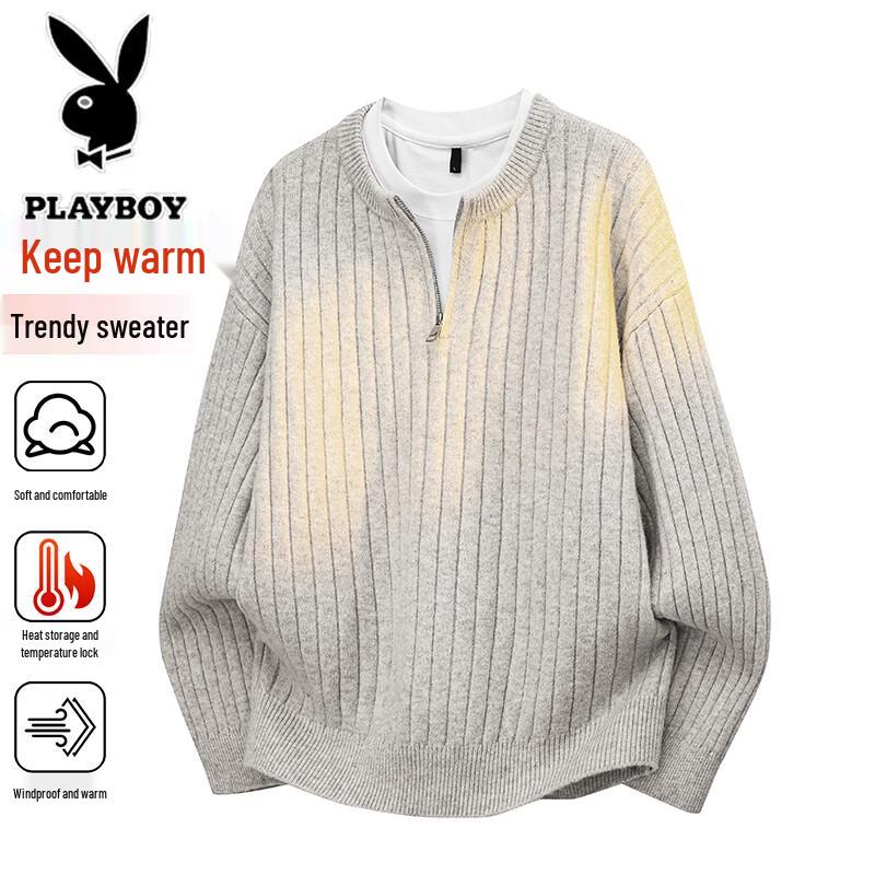 Мужской утолщенный вязаный свитер на молнии Playboy 2XL