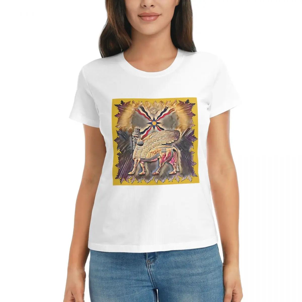 

Women TShirt Luxury Assyrian Suryoyo Flag Summer Short Sleeve Tees Crew Neck Cotton T Shirts Clothes Tops Streetwear S