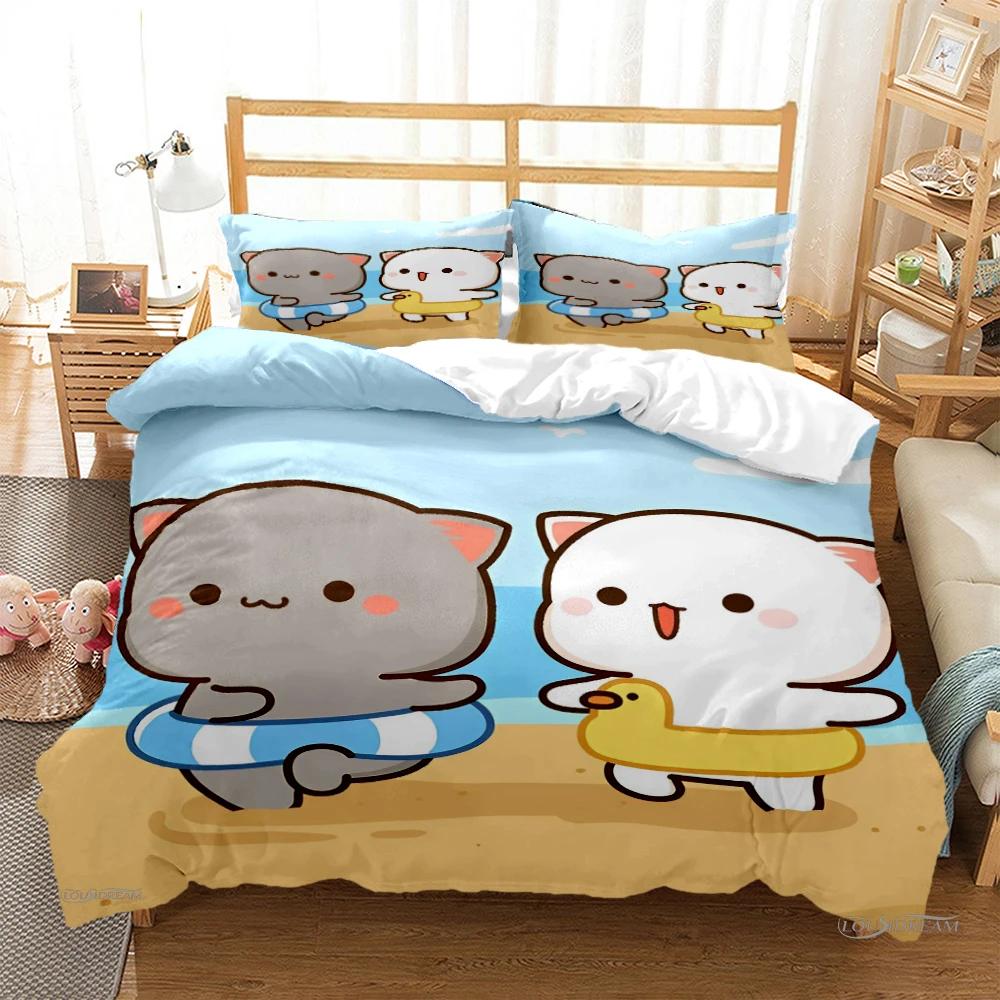 Roztomilý Bubu Dudu Kreslený Medvídek Panda Povlak na přikrývku Kawaii Soupravy povlečení Měkké povlaky na přikrývku a povlaky na polštáře Single/Double/Queen/King Boys