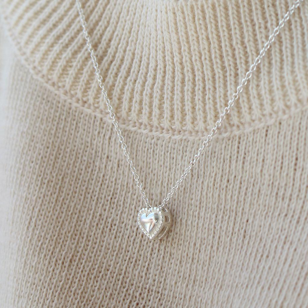 47Bag 925 Silver Chubby Heart Chain Necklace /Lowell