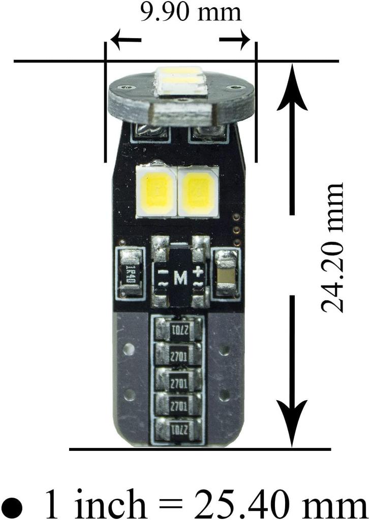 HYUGA LED Light T10 /194/168 6 Chip Map Lamp/Dome Lamp/License Light/Courtesy Lamp/Cargo Light/Luggage Lamp 2835 6SMD White 10pcs