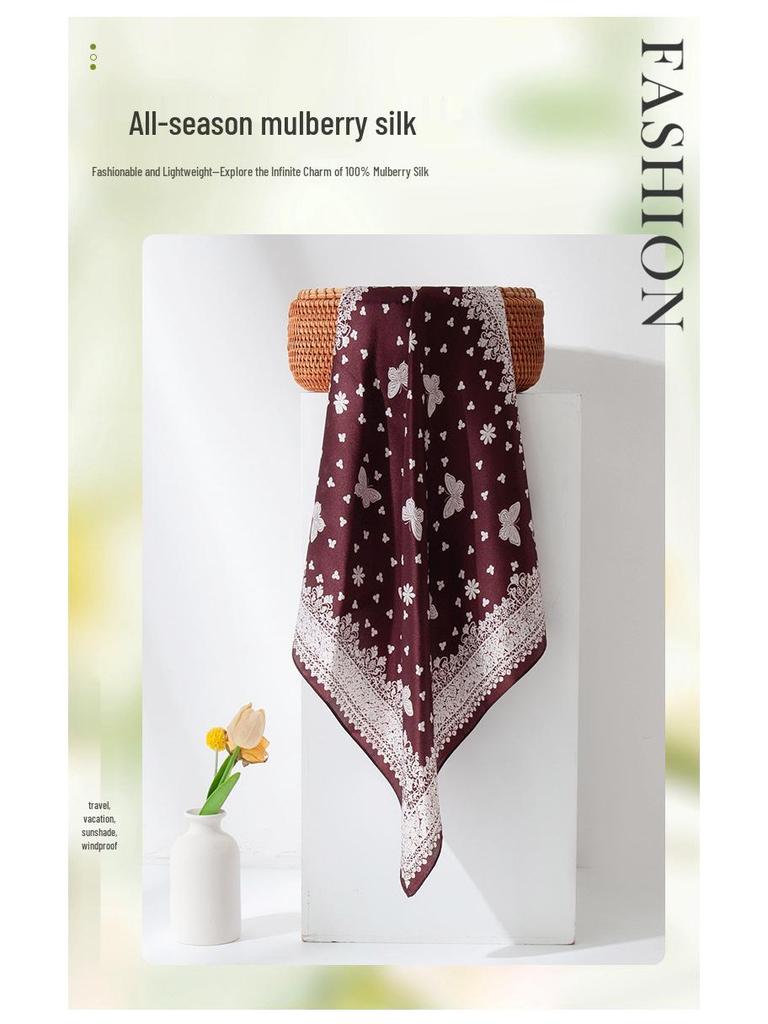 2025 Women's High-End Mulberry Silk Retro Neck Scarf - Elegant, Luxurious Gift or Self-Use