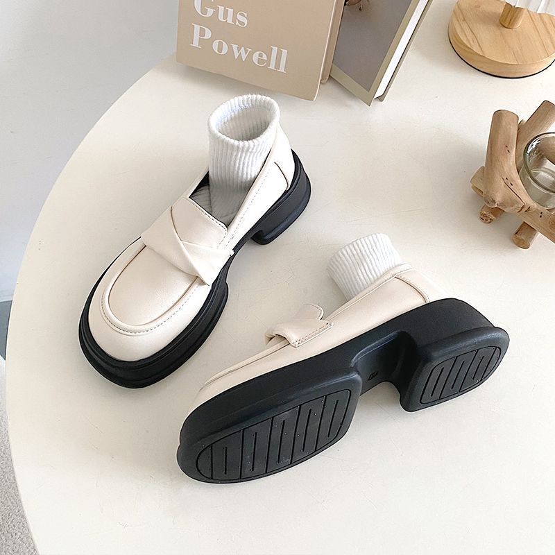 Platform Loafers Women's Shoes 2025 New Height-increasing Women's Shoes British Style Small Leather Shoes Women's Black Single Shoes