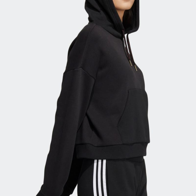 Adidas Neo Solid Color Loose Hoodie Women Tops Black HI4645