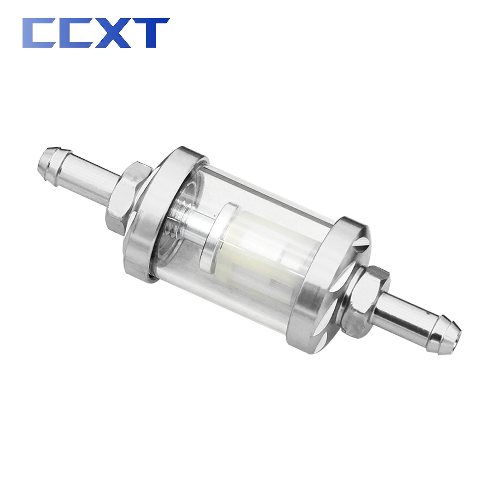 

8mm CNC Motorcycle Glass Gas Fuel Gasoline Oil Filter Fuel Hose For ATV Kawasaki KTM Honda Suzuki Yamaha Motocross Etc Universal срібний