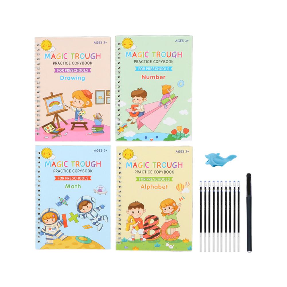 Children Groove Calligraphy Practice Book Pen control training Reusable Copy Book Learning early childhood education set for Kid
