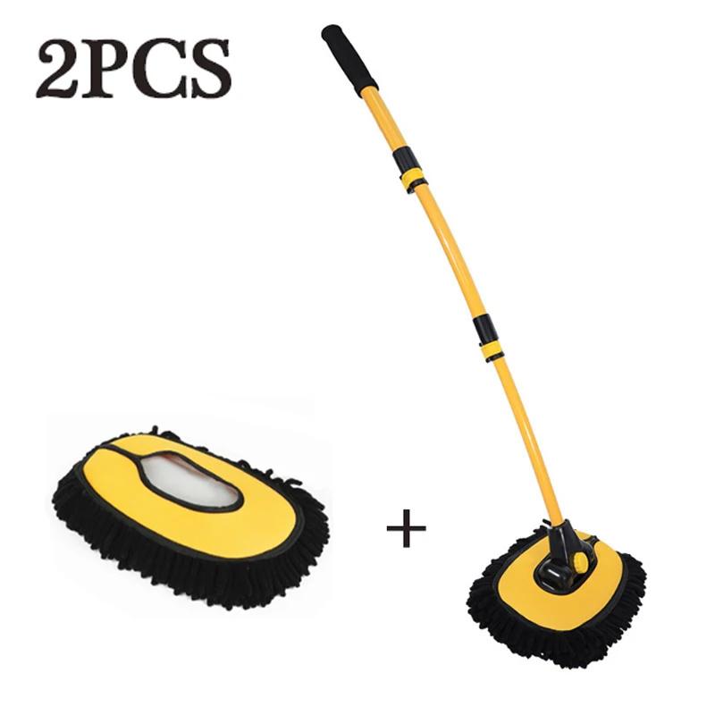 Car Cleaning Brush Car Wash Brush Telescopic Long Handle Mop Chenille Broom Detailing Adjustable Super Absorbent Auto Accessory