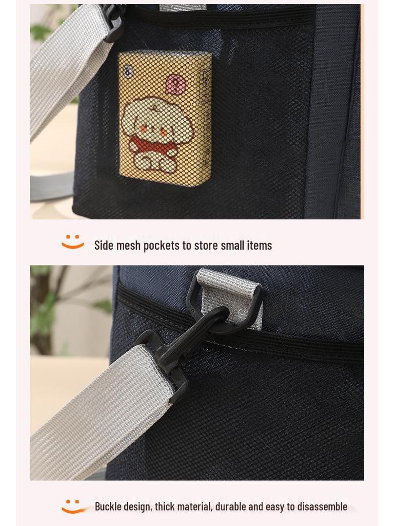 Large Capacity Double-Layer Lunch Bag for Outdoor Camping and Picnics with Optional Crossbody Strap