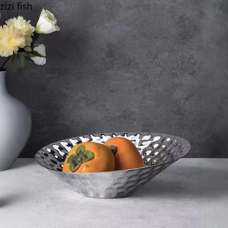 Stainless Steel Fruit Plate Irregular Dining Plates Dessert Plate Fruit Bowls Salad Bowl Snack Bowl Pastry Plates Snack Bowls